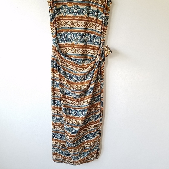 VTG Maggy London by Kenneth Colan 100% Silk Floral Abstract Midi Dress Size 8 - Picture 4 of 11